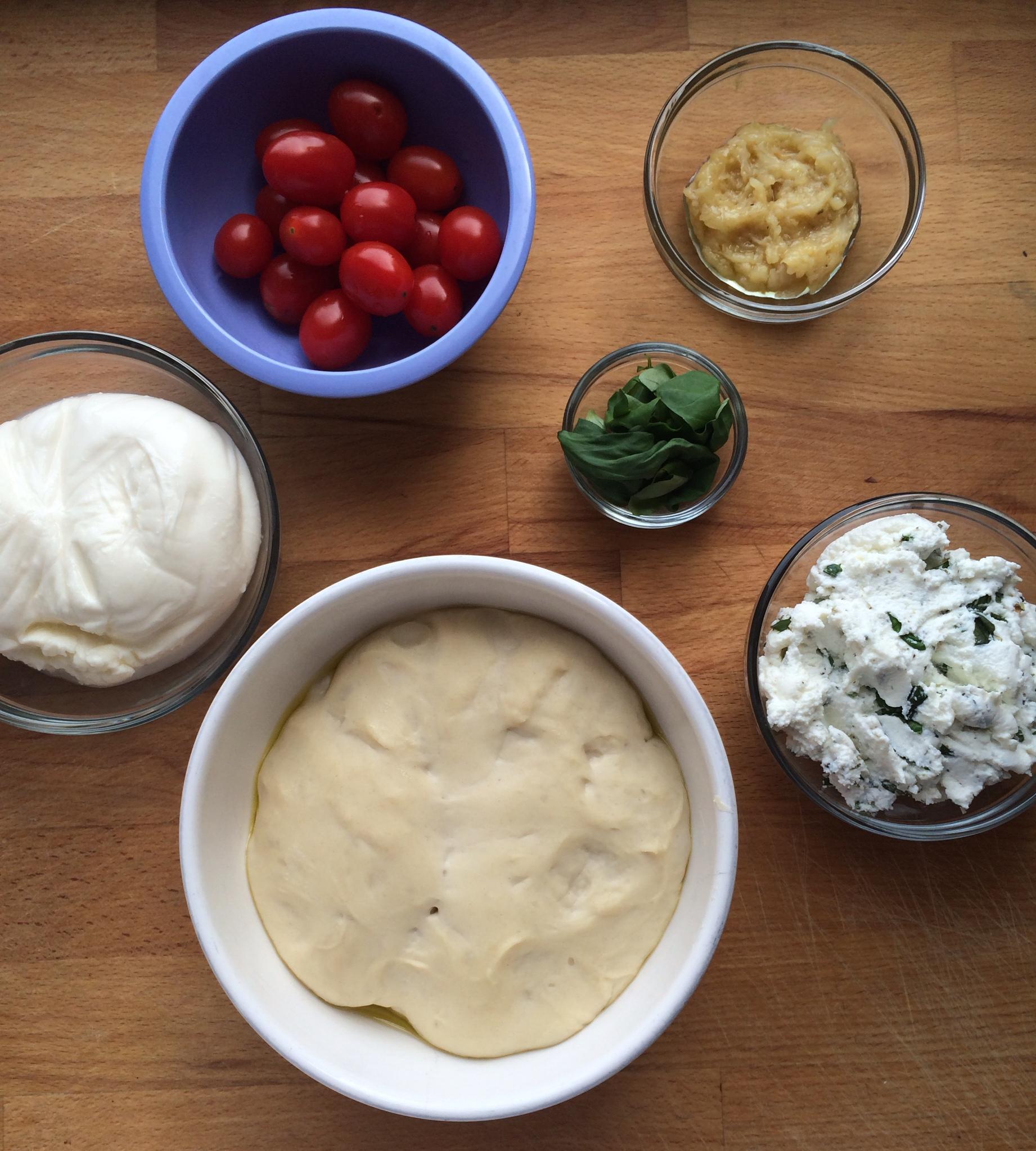 White Pizza with Roasted Garlic, Ricotta, Burrata, and Cherry ...