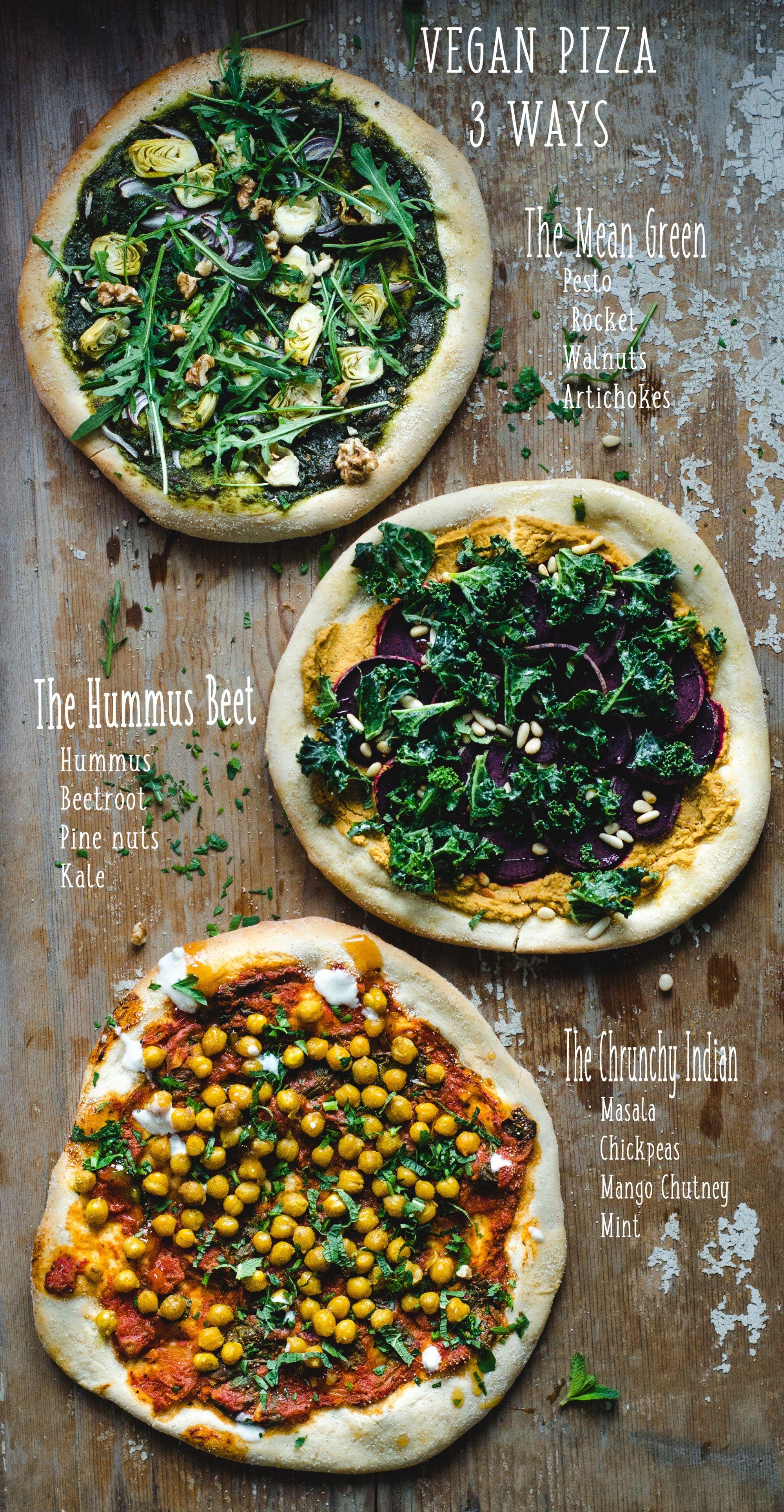 Vegan Pizza - 3 Ways - The Mean Green, The Hummus Beet and The ...