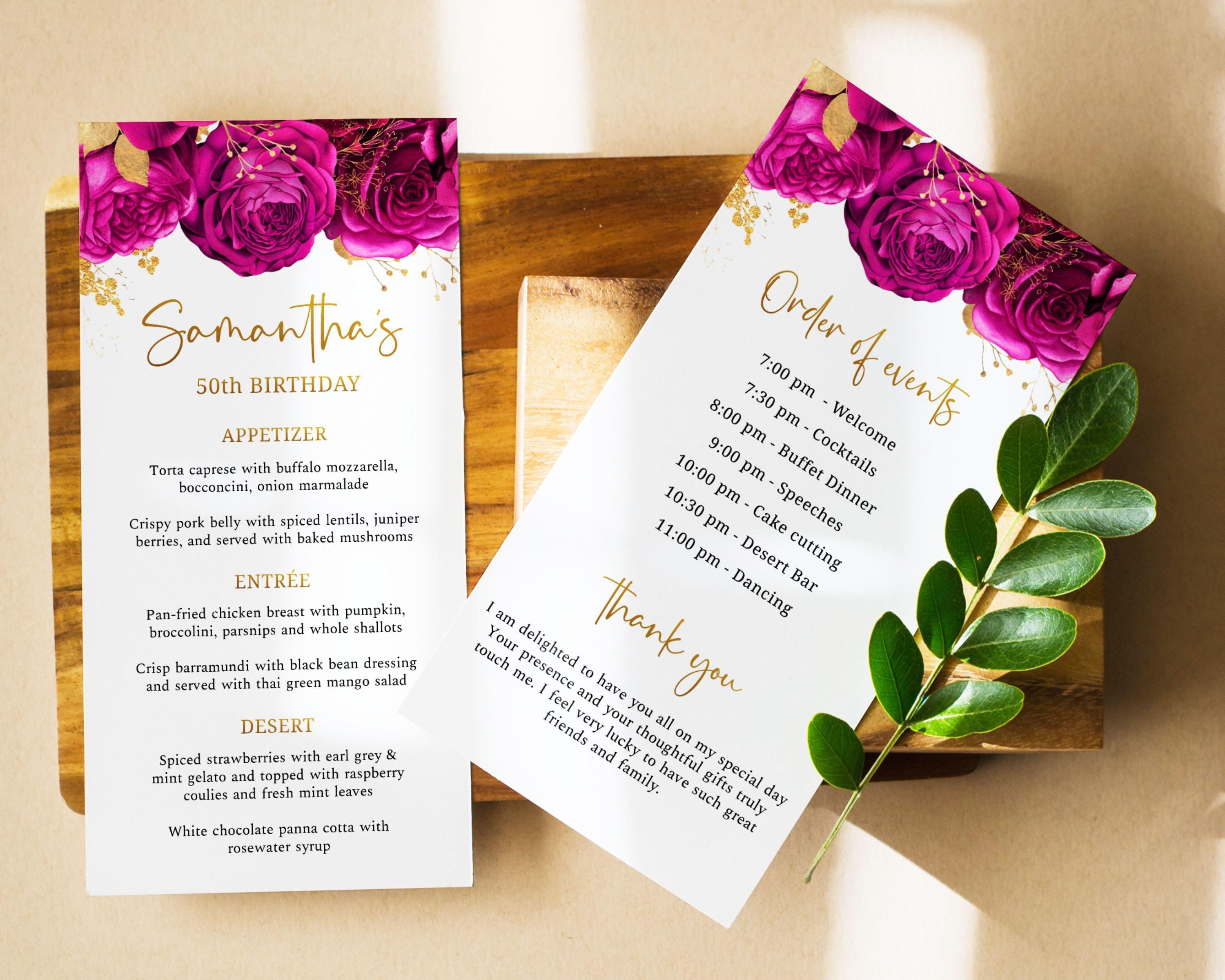 Menu Floral Birthday - Etsy