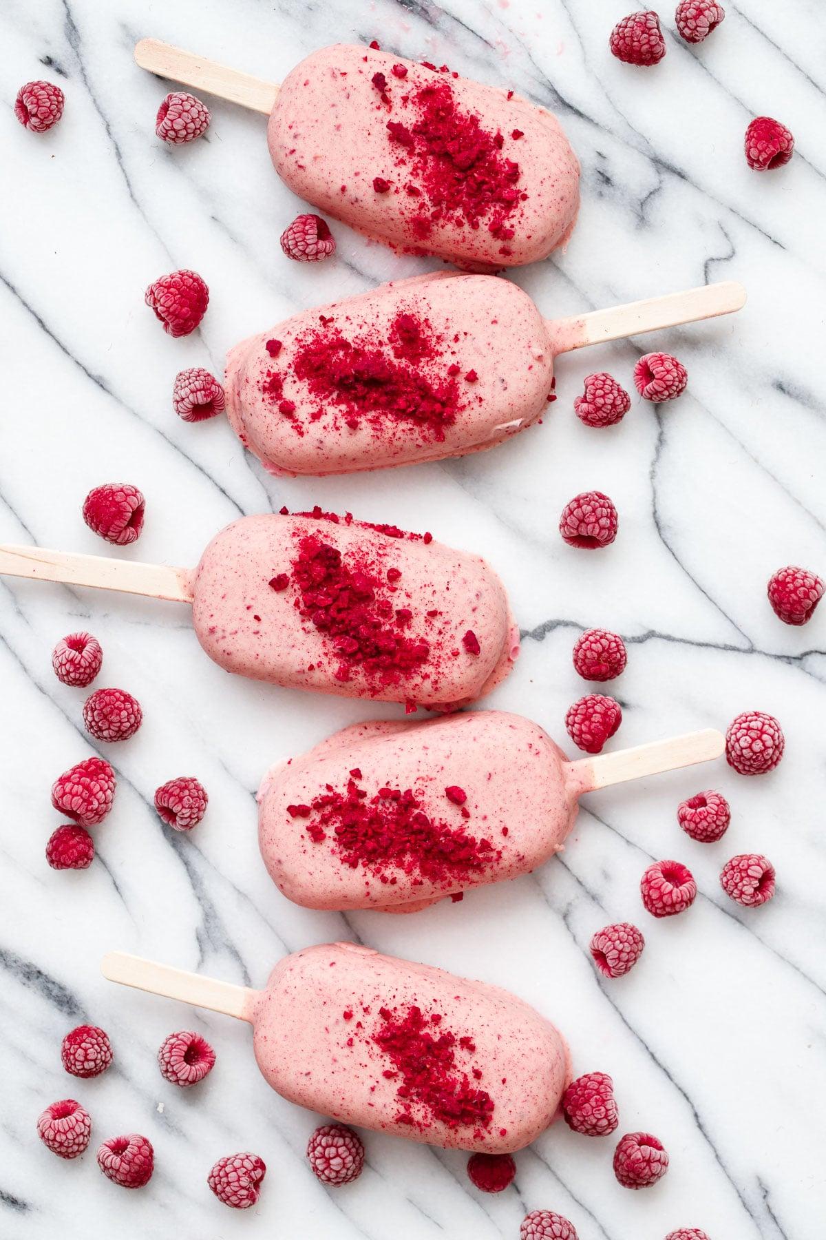 Raspberry White Chocolate Ice Cream Pops | Love and Olive Oil