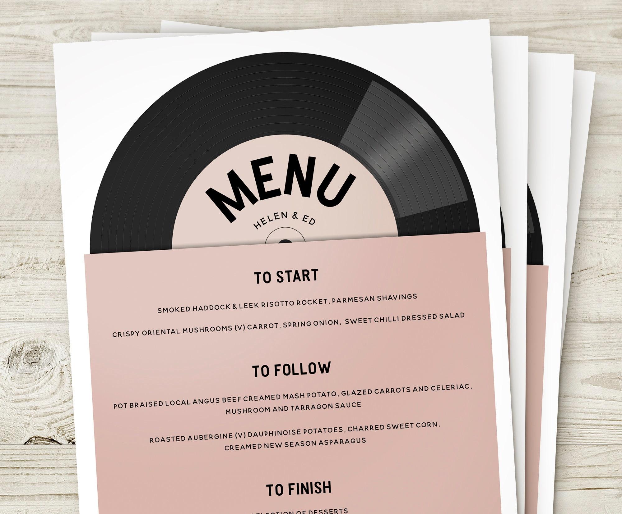 Record Style Menus, Music Wedding Decor, Vinyl , Music Lovers ...
