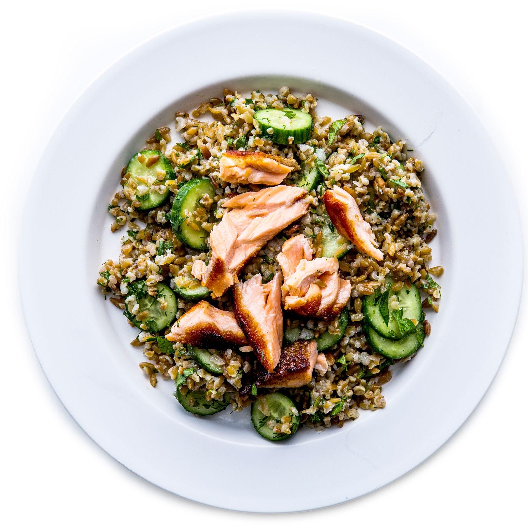 Toasted Freekeh and Salmon Salad Recipe | Bon Appétit