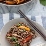 Vegan Sweet Pepper and Mushroom Soba Noodle Stir Fry