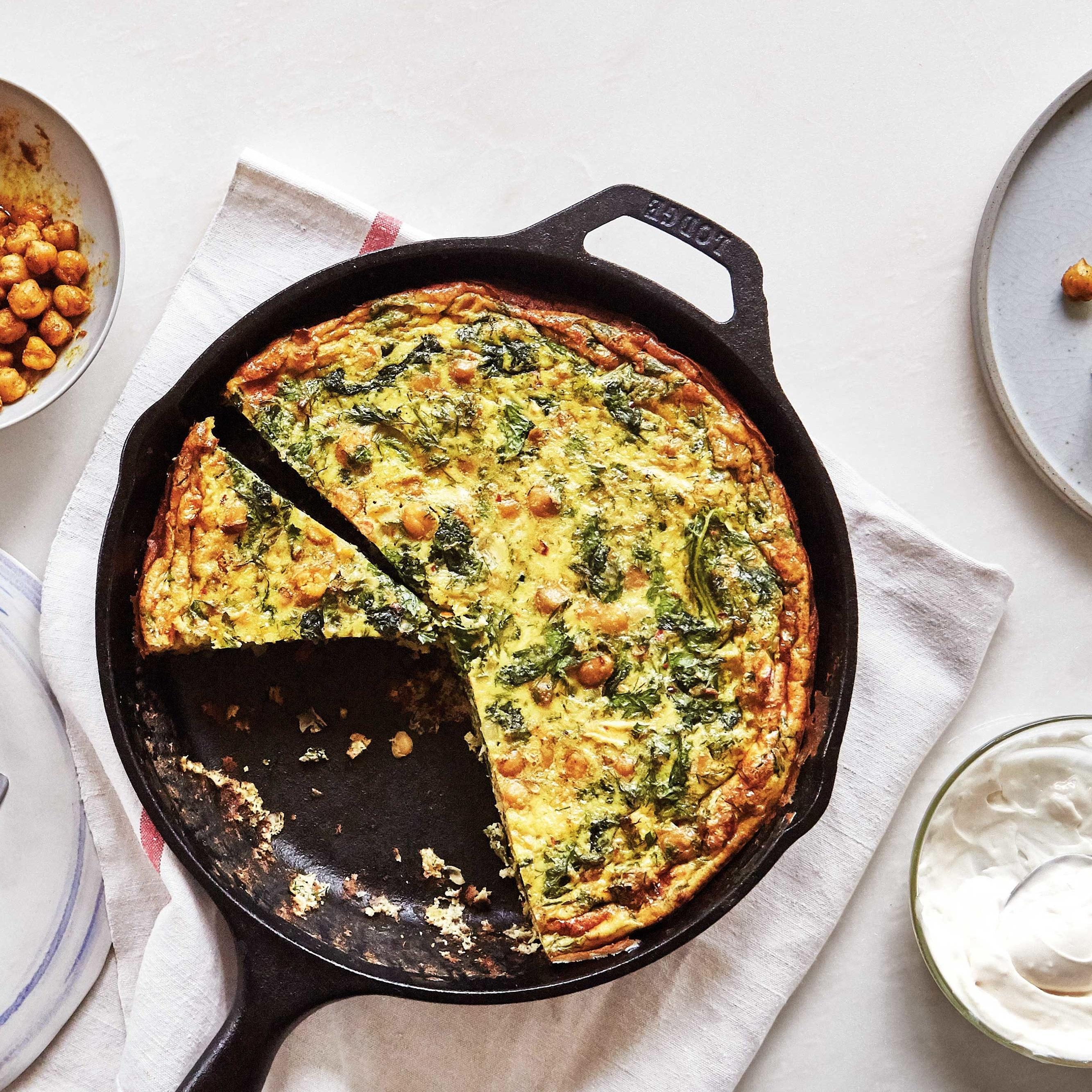 Spiced Chickpeas and Greens Frittata Recipe | Epicurious