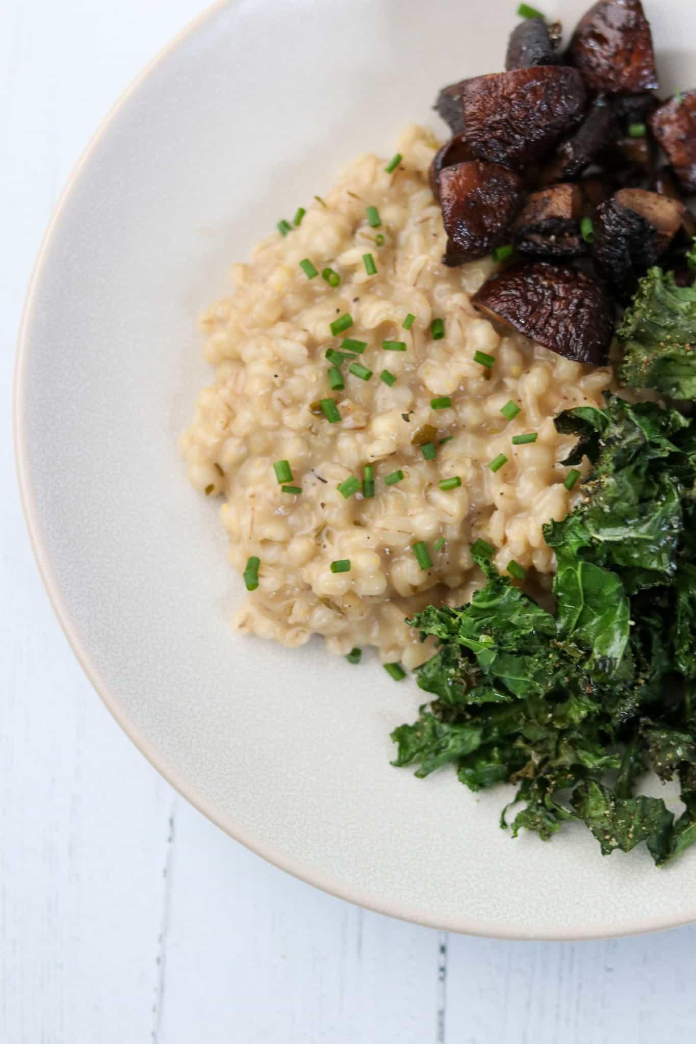 Creamy Barley Risotto with Roasted Mushrooms and Crispy Kale ...
