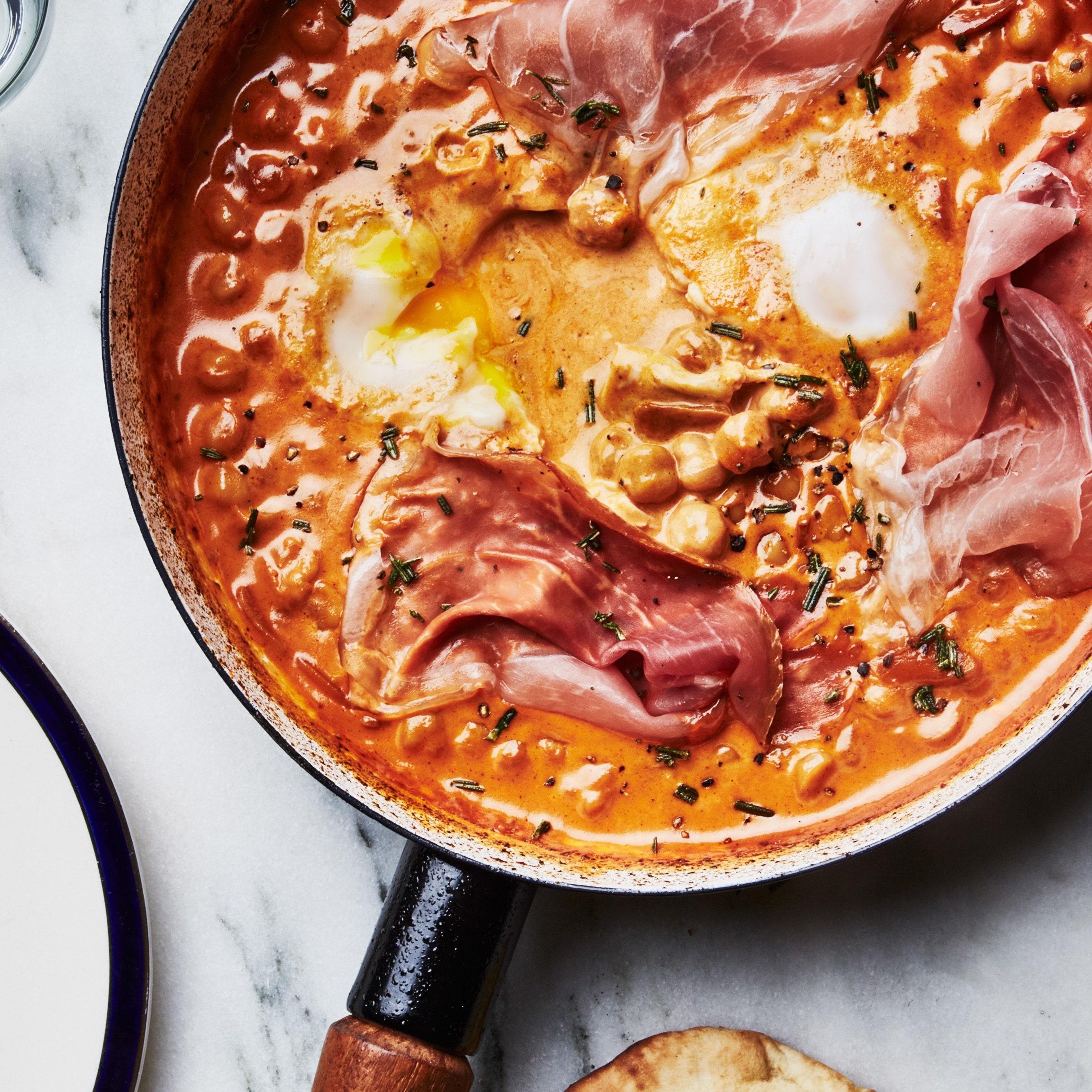 Spicy Creamy Chickpeas With Runny Eggs and Prosciutto Recipe ...
