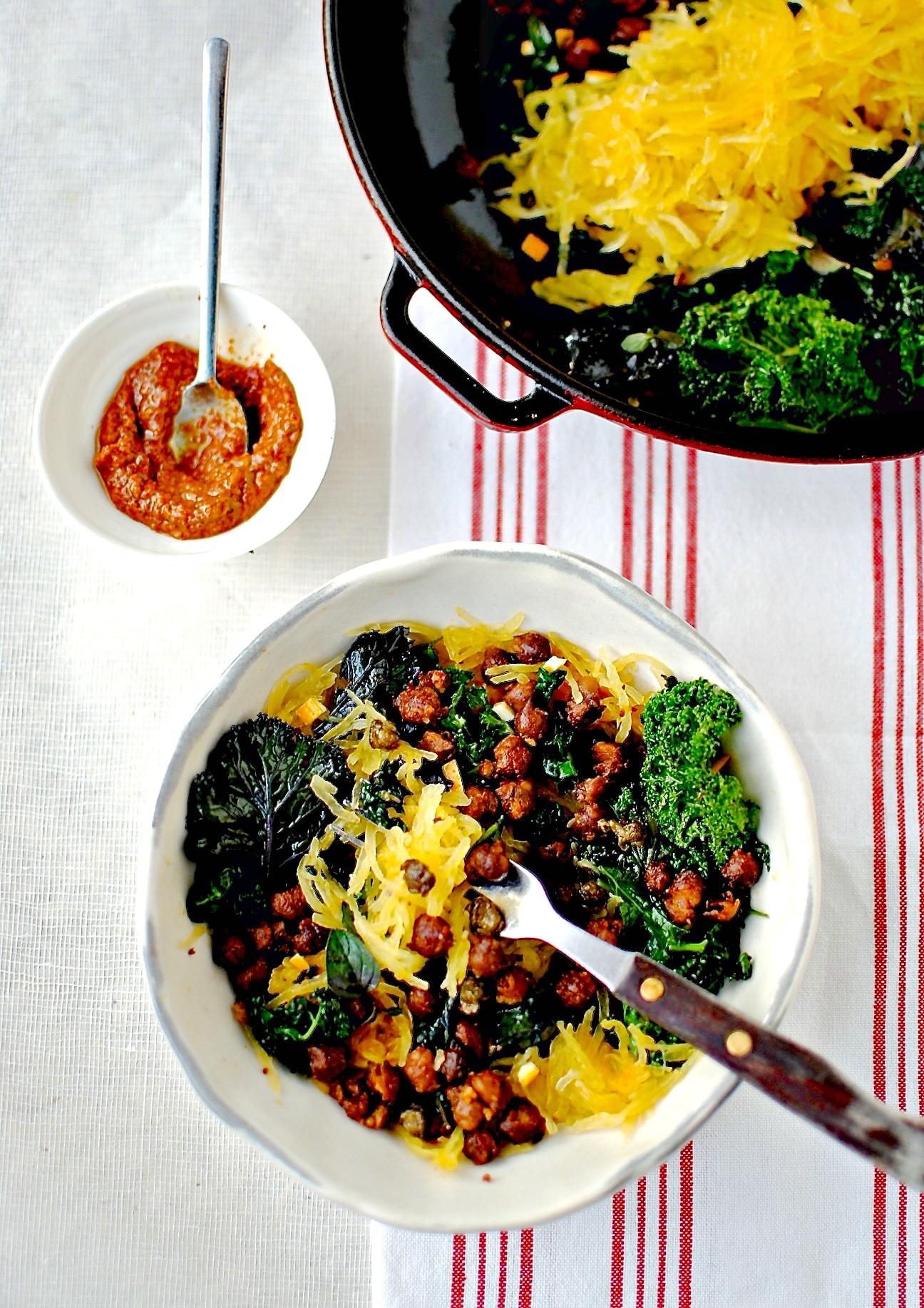 Moroccan-ish Roasted Spaghetti Squash with Pan-fried Chickpeas ...