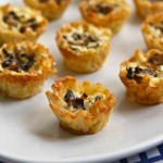Mushroom, Leek and Goat Cheese Mini Quiche in Phyllo Cups