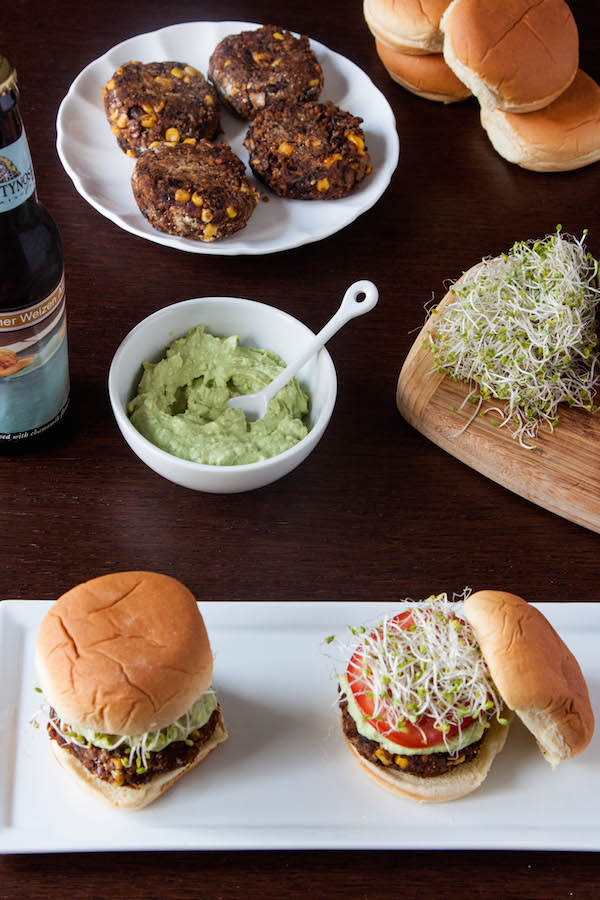 Meet the veggie burger of your dreams....Chipotle Black Bean Freekeh Sliders with Avocado Lime Crema! | TheCornerKitchenBlog.com #BurgerWeek #freekeh #veggieburger