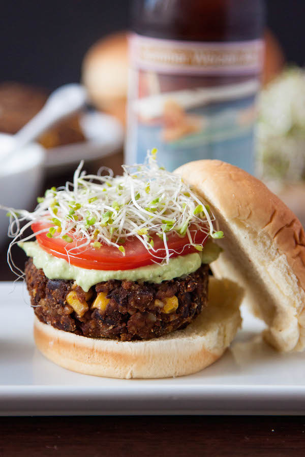 Meet the veggie burger of your dreams....Chipotle Black Bean Freekeh Sliders with Avocado Lime Crema! | TheCornerKitchenBlog.com #BurgerWeek #freekeh #veggieburger